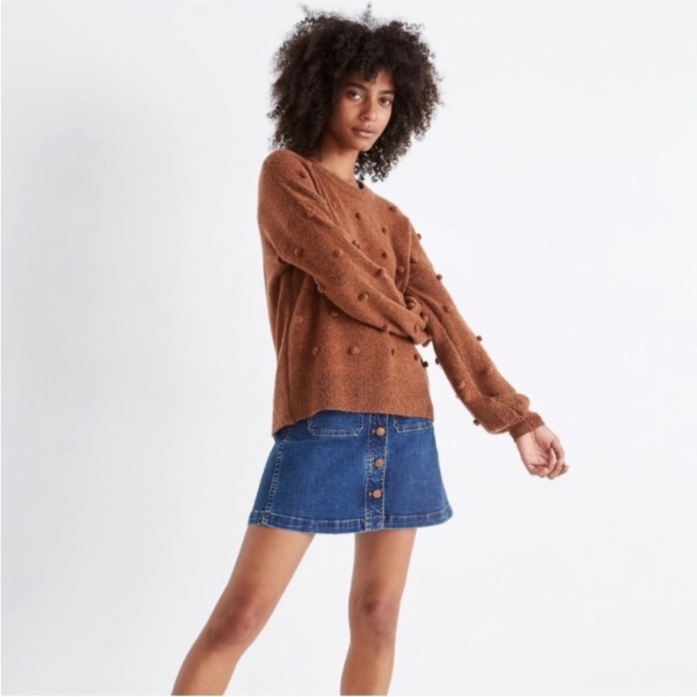 Madewell Brockton Bobble Crew Oversized Sweater Heather Cider Merino Wool